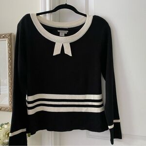 Pre-owned Vintage Adrianna Papell Black/Cream Beaded Sweater, size L